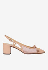 Valentino Valet Du Roi 60 Leather and Mesh Slingback Pumps Pink 8W2S0MH9PDY 9NK