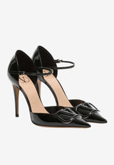 Valentino D'Orsay 100 VLogo Patent Leather Pumps Black 8W2S0NN6TMK 0NO