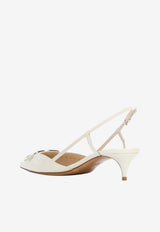 Valentino VLogo 40 Slingback Pumps in Patent Leather Ivory 8W2S0Q70TMK I16