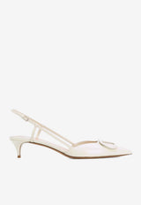Valentino VLogo 40 Slingback Pumps in Patent Leather Ivory 8W2S0Q70TMK I16