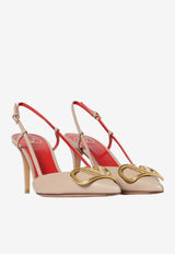 Valentino VLogo 80 Leather Slingback Pumps Powder 8W2S0R01DSH P45