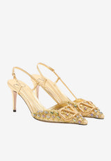 Valentino VLogo 80 Embellished Slingback Pumps Gold 8W2S0R01EGP A4W