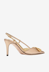 Valentino VLogo 80 Slingback Pumps in Laminated Leather Champagne 8W2S0R01FLQ H08