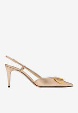 Valentino VLogo 80 Slingback Pumps in Laminated Leather Champagne 8W2S0R01FLQ H08