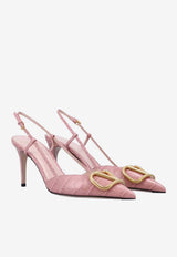 Valentino VLogo 80 Slingback Pumps in Croc-Embossed Leather Pink 8W2S0R01LUR BKA