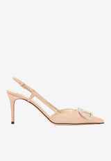 Valentino VLogo 80 Slingback Pumps in Moiré Fabric Pink 8W2S0R01QNW CXS