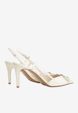 Valentino VLogo 80 Slingback Pumps in Patent Leather Ivory 8W2S0R01TMK I16