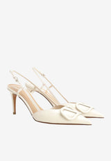 Valentino VLogo 80 Slingback Pumps in Patent Leather Ivory 8W2S0R01TMK I16