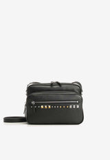 Valentino Rockstud Grained Leather Messenger Bag Black 8Y2B0S90VTJ 0NO