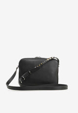 Valentino Rockstud Grained Leather Messenger Bag Black 8Y2B0S90VTJ 0NO