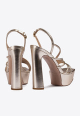 Le Silla Scarlet 140 Laminated Leather Platform Sandals Gold 9357U100R1PPLUM 907
