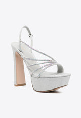 Le Silla Scarlet 140 Crystal Embellished Platform Sandals Silver 9372Z100R1PPFES 921