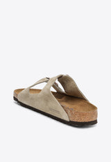 Birkenstock Arizona Double Buckle Suede Slides Taupe 951303SUE/Q_BIRKE-TA