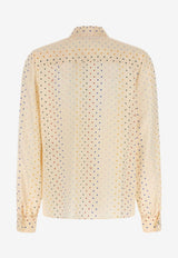 Valentino Starry Long-Sleeved Blouse Cream 9B3AB8L6ABT CVT