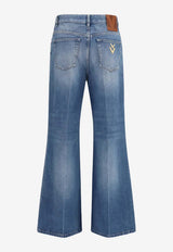 Valentino VGold Flared-Leg Faded Jeans Blue 9B3DD33UACH 558