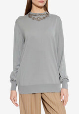 Valentino Sparkling Crystals Sweater Gray 9B3KC74PA9Y 094