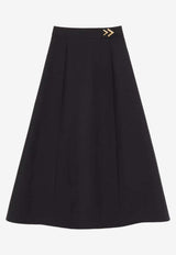 Valentino VGold Crepe Couture Midi Skirt Black 9B3RAFD51CF 0NO