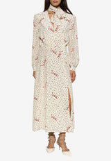 Valentino Plusdepois Bubble Print Silk Midi Dress White 9B3VAKR5A9N 3G5
