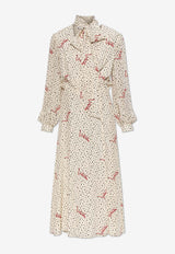 Valentino Plusdepois Bubble Print Silk Midi Dress White 9B3VAKR5A9N 3G5