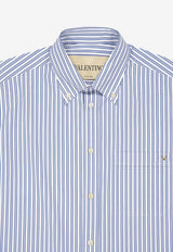 Valentino Striped Long-Sleeved Shirt Light Blue 9V3ABS80BHS CR1