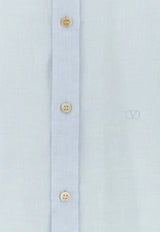 Valentino Long-Sleeved Linen Shirt Light Blue 9V3ABS81BH3 0DV