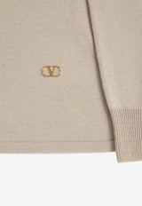 Valentino VLogo Wool Polo Sweater Taupe 9V3KP05CBLY 095