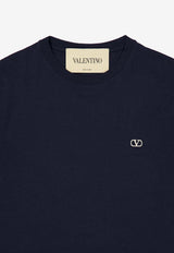 Valentino VLogo Embroidered T-shirt Navy 9V3MG10VBMM 598