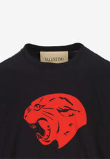 Valentino Panther Print T-shirt Black 9V3MG16PBM7 0NR