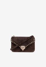 Valentino Small Rockstud Suede Shoulder Bag Brown 9W2B0T76KQQ 0TO