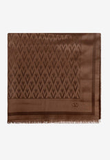 Valentino VLogo Scarf in Wool and Silk Brown 9W2ED007HKS 0K1