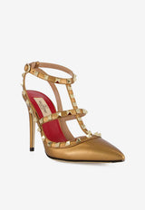 Valentino Rockstud 100 Laminated Leather Pumps Gold 9W2S0393QKH 3UM