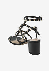Valentino Rockstud 60 Calfskin Cage Sandals Black 9W2S0491VBP 0NO
