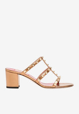 Valentino Rockstud 60 Sandals in Laminated Leather Gold 9W2S0C47QKH 3UM