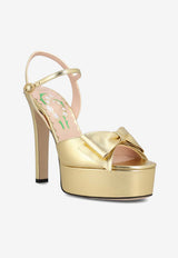 Valentino Bowwow 130 Laminated Leather Platform Sandals Gold 9W2S0QC5KDR I8M