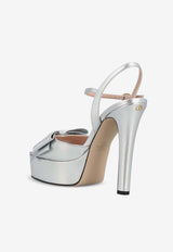Valentino Bowwow 130 Laminated Leather Platform Sandals Silver 9W2S0QC5KDR S13