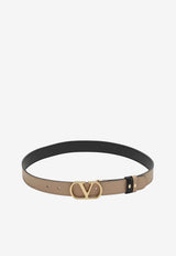 Valentino Reversible VLogo Signature Leather Belt Black 9W2T0SQ3ZDM DVW