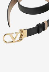 Valentino Reversible VLogo Signature Leather Belt Black 9W2T0SQ3ZDM DVW
