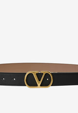 Valentino Reversible VLogo Signature Leather Belt Black 9W2T0SQ3ZDM FKF