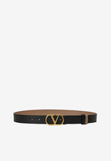 Valentino Reversible VLogo Signature Leather Belt Black 9W2T0SQ3ZDM FKF