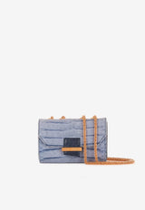 PINEL et PINEL Mini Lily Diamond Crocodile Shoulder Bag Blue A-00065_BLUE