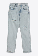 Anine Bing Kate Straight-Leg Ripped Jeans Light Blue A-06-10615CO/Q_ANINE-WHD24