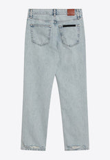 Anine Bing Kate Straight-Leg Ripped Jeans Light Blue A-06-10615CO/Q_ANINE-WHD24