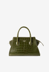 PINEL et PINEL Small Patti Croc-Embossed Leather Top Handle Bag Green A-19-04267_EMERALD