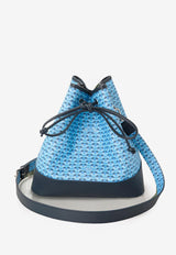 PINEL et PINEL Saxo Coated Canvas Monogram Bucket Bag Light Blue A-20-05368_BLUE