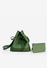PINEL et PINEL Saxo Coated Canvas Monogram Bucket Bag Green A-20-05369_GREEN