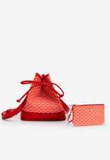 PINEL et PINEL Saxo Coated Canvas Monogram Bucket Bag Red A-20-05373_RED