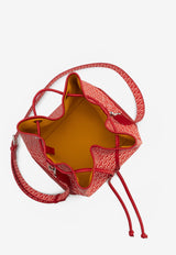 PINEL et PINEL Saxo Coated Canvas Monogram Bucket Bag Red A-20-05373_RED