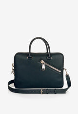 PINEL et PINEL Small Bombay Zip Taurillon Leather Briefcase Black A-22-06646_BLACK