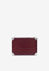 PINEL et PINEL Mini Malle Croc-Embossed Leather Cigar Humidor Burgundy A-22-06669_BURGUNDY