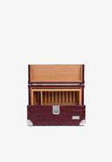 PINEL et PINEL Mini Malle Croc-Embossed Leather Cigar Humidor Burgundy A-22-06669_BURGUNDY